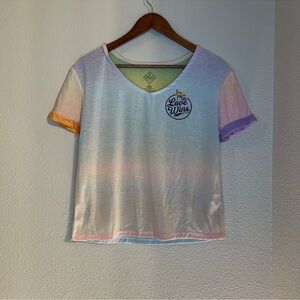 Love wins pastel tie dye fold over sleeve top